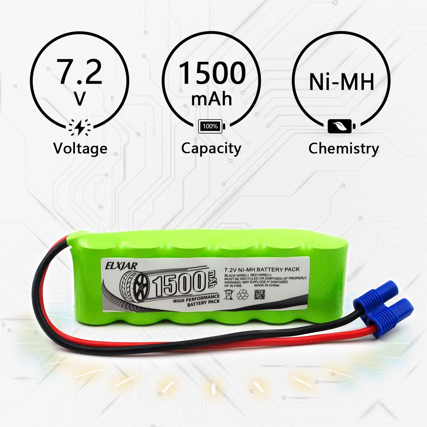 ninfaorchis　6/3午後配達 Amazon.com: (2-Pack) 7.2V 1500mAh Ni-MH Battery with EC3 Connector
